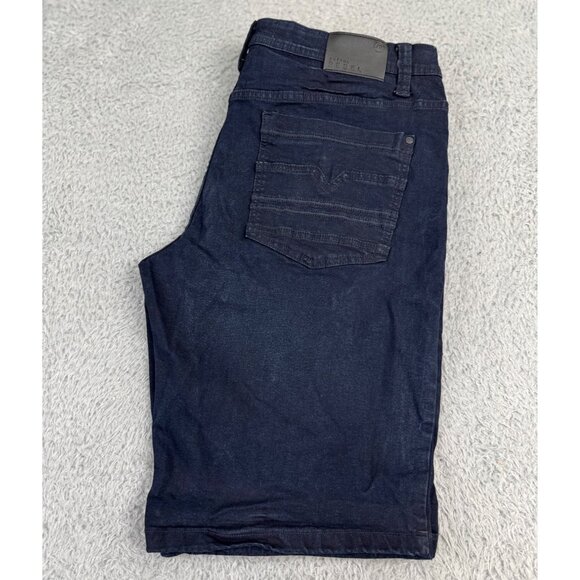 Artful Rebel Mens 36 Dark Casual 90s Y2K Denim Shorts design pockets - Picture 5 of 8